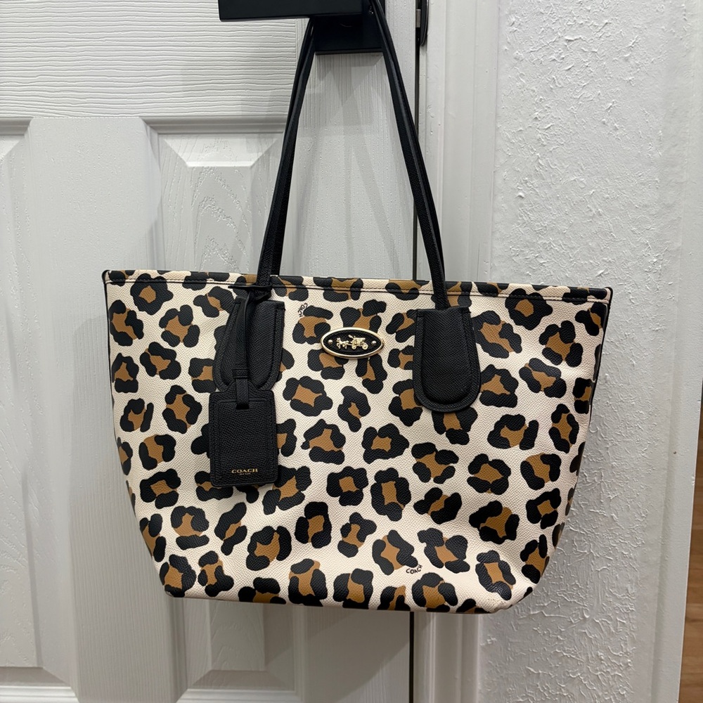Coach Leopard Print Tote - Black and Tan - Picture 15 of 17